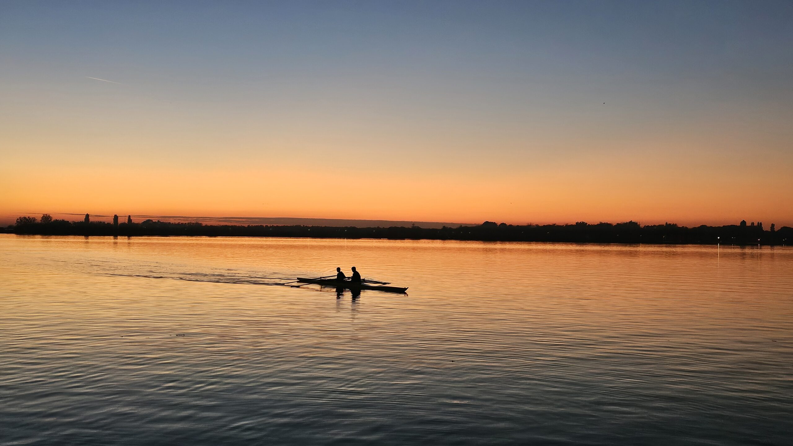 Rowing training on the water